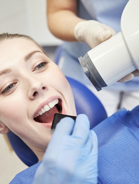 Patient receiving dental checkup