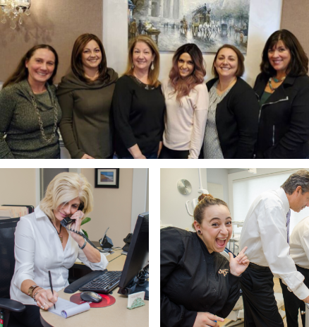 Collage of images featuring Hamden Connecticut dental team members