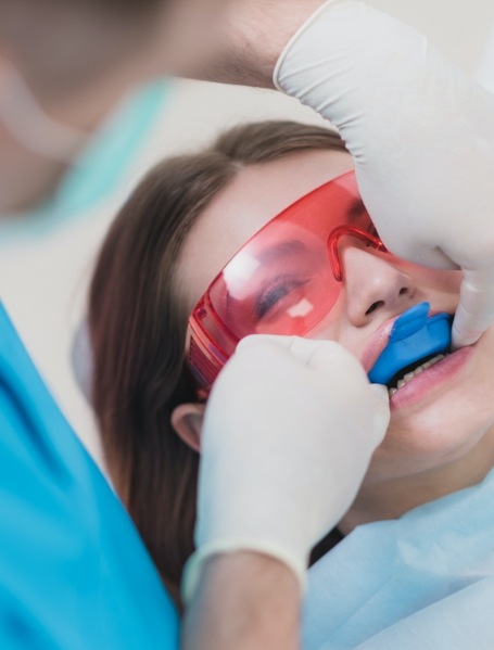 Patient receiving fluoride treatment