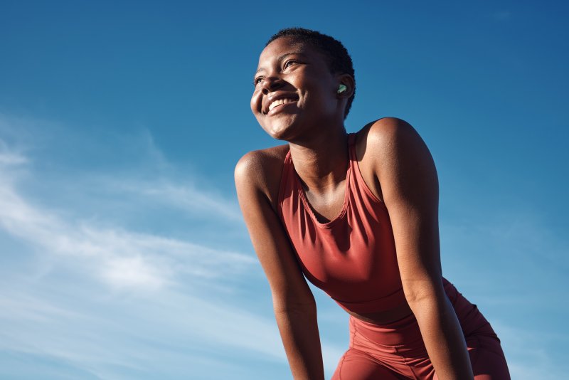 Lady smiles because she is hydrated