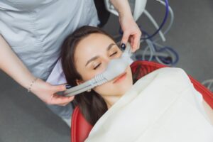 Patient having nitrous oxide administered. 